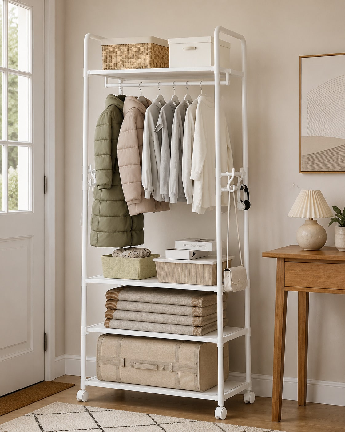 Rolling Clothes Rack With Whee - Rod Holder Fishing ulasan dan harga